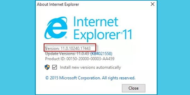 Как узнать, какая у меня версия Internet Explorer в Windows 10