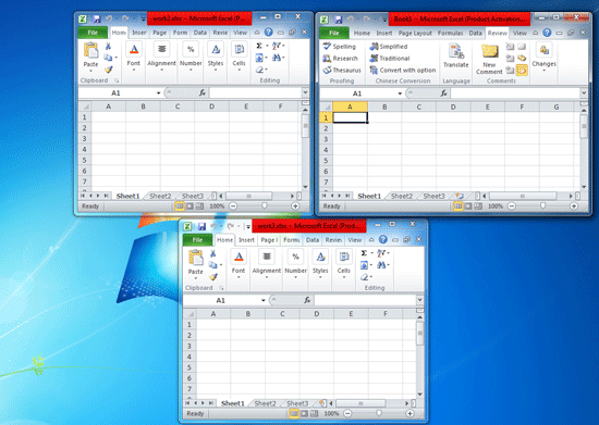 Как открыть / просмотреть несколько файлов Excel 2010 в разных окнах